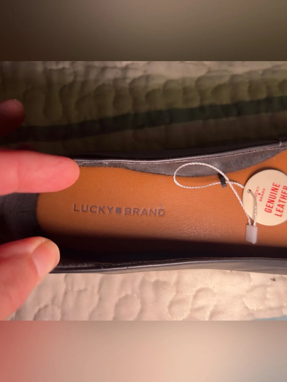 Lucky Brand Black Leather Slip-On Ballet Flats